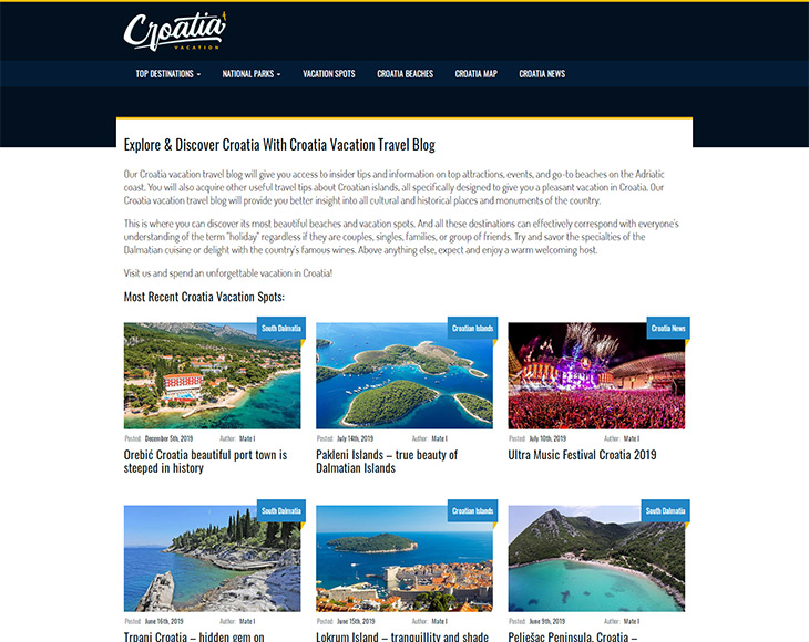 Web design Croatiavacation.co.uk - Website design by Fiksie For travel Agency In UK